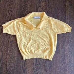 Yellow Pointelle Knit Polo